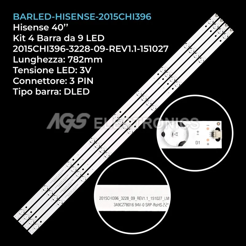kit 4 barre LED retroilluminazione per Hisense 40 pollici modello LED40EC191C