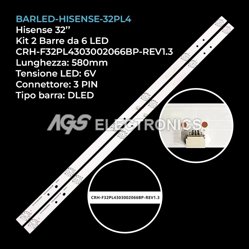 kit 2 barre LED retroilluminazione per Hisense 32 pollici modello LED32T36