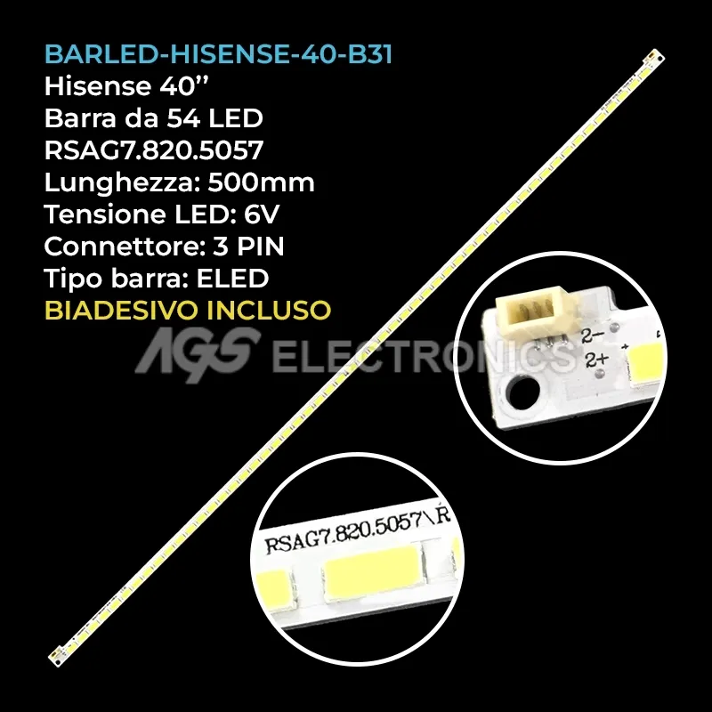 kit 1 barre LED retroilluminazione per Hisense 40 pollici modello LED40K160JD