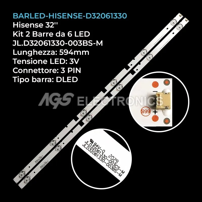 kit 2 barre LED retroilluminazione per Hisense 32 pollici modello LED32N2600