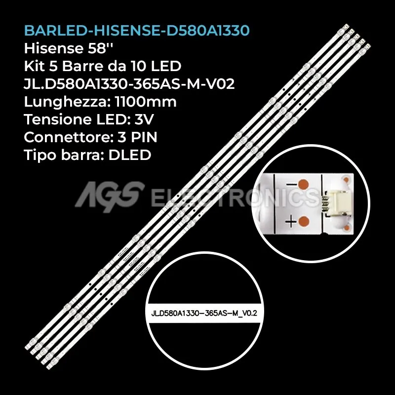 kit 5 barre LED retroilluminazione per Sharp 58 pollici modello LC58Q620U