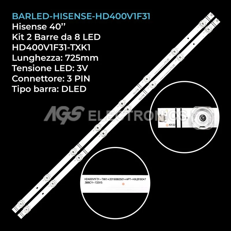 kit 2 barre LED retroilluminazione per Hisense 40 pollici modello HZ40E35D