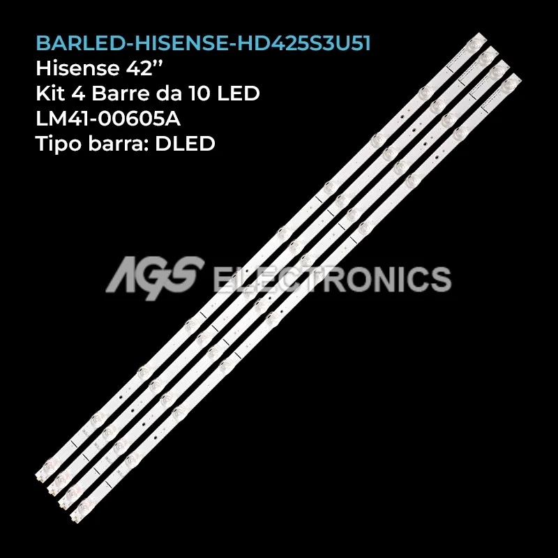 kit 4 barre LED retroilluminazione per Hisense 42 pollici modello H43A6550UK