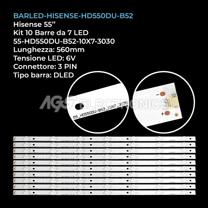 kit 10 barre LED retroilluminazione per Sharp 55 pollici modello LC55P620U