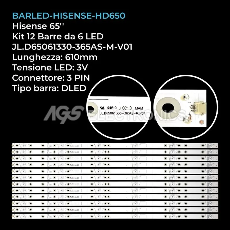 kit 12 barre LED retroilluminazione per Sharp 65 pollici modello HZ65H50Y
