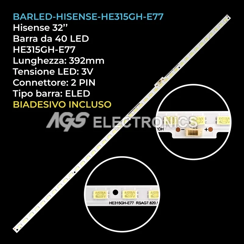 kit 1 barre LED retroilluminazione per Hisense 32 pollici modello LHD32K360