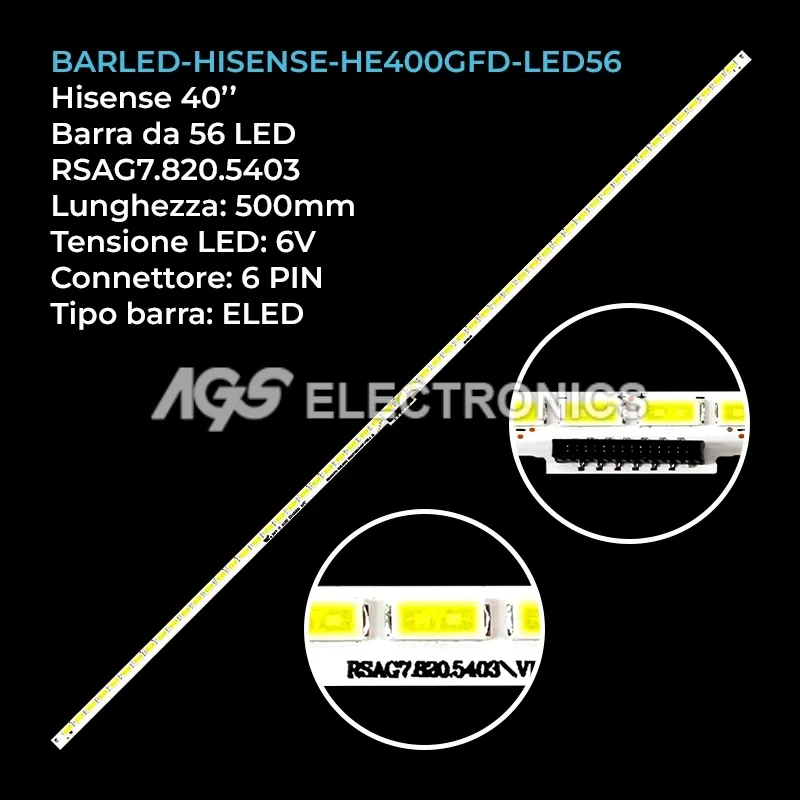 kit 1 barre LED retroilluminazione per Hisense 40 pollici modello LED40K360JD