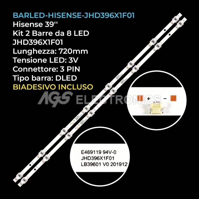 kit 2 barre LED retroilluminazione per Hisense 39 pollici modello 40A4HV