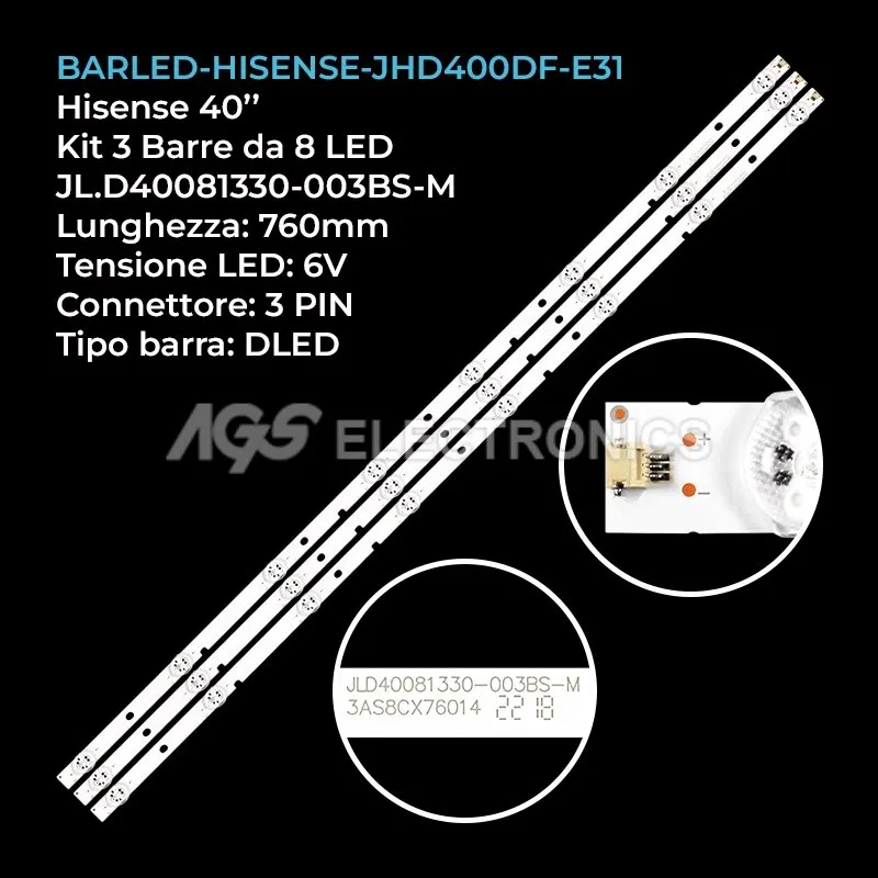 kit 3 barre LED retroilluminazione per Hisense 40 pollici modello 40EC270W