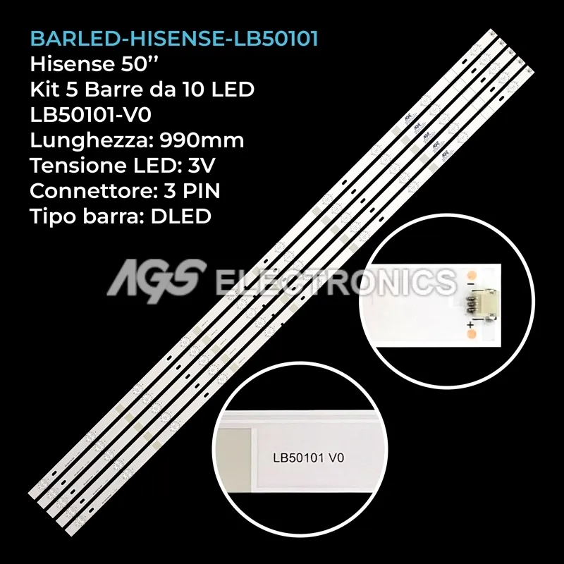 kit 5 barre LED retroilluminazione per Hisense 50 pollici modello H50N5500