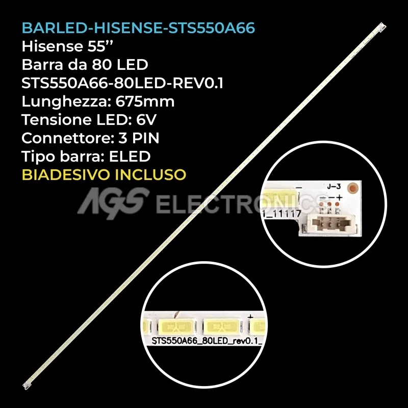 kit 1 barre LED retroilluminazione per TCL 55 pollici modello L55V7300A3D