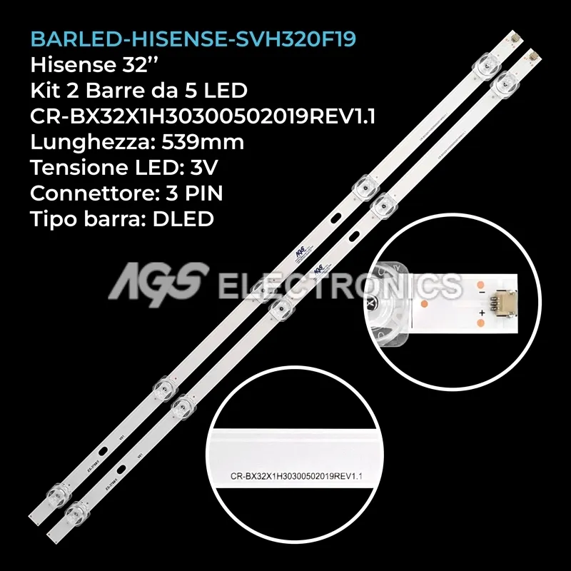 kit 2 barre LED retroilluminazione per Hisense 32 pollici modello W210421