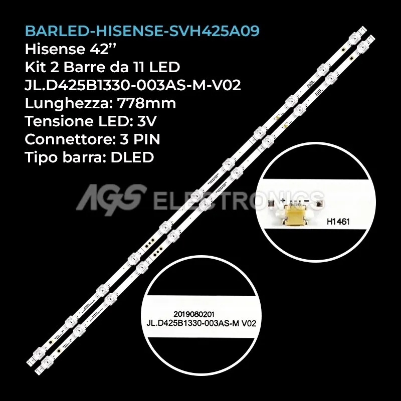 kit 2 barre LED retroilluminazione per Hisense 42 pollici modello 43A7320F