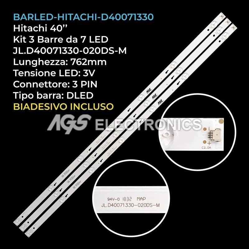 kit 3 barre LED retroilluminazione per Hitachi 40 pollici modello 40E31