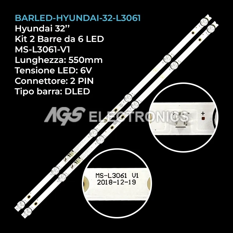 kit 2 barre LED retroilluminazione per Skymaster 32 pollici modello 32SH4510