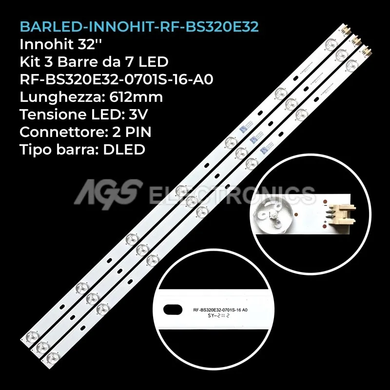 kit 3 barre LED retroilluminazione per Inno-Hit 32 pollici modello IH32D10