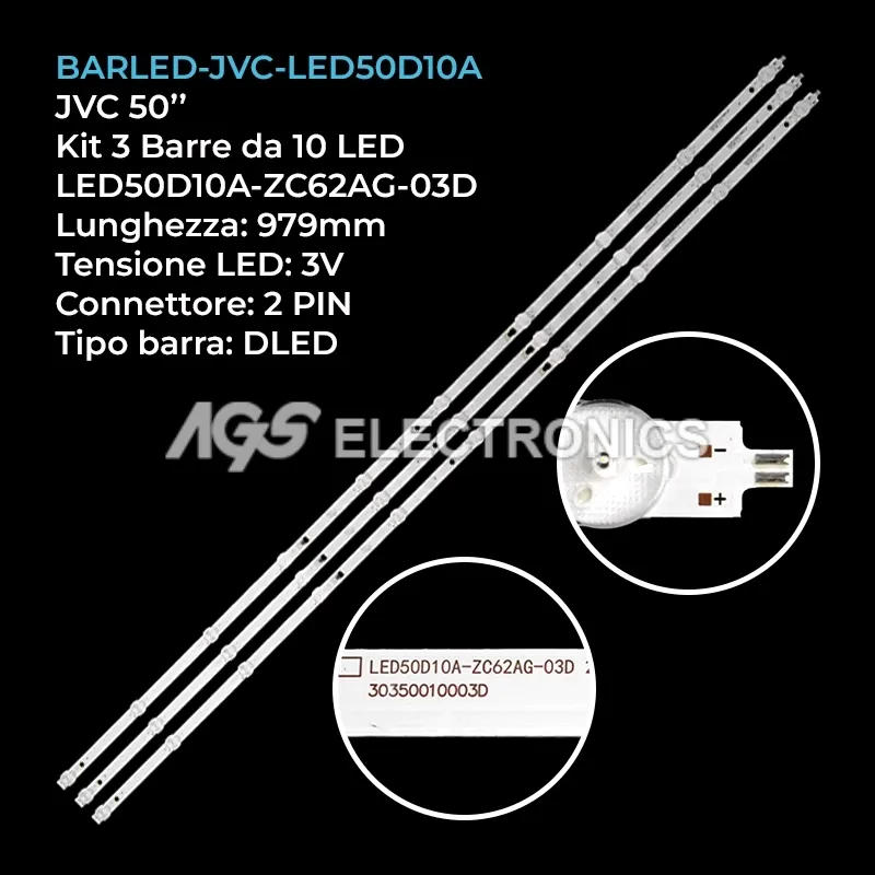 kit 3 barre LED retroilluminazione per QBELL 50 pollici modello QT50GX83