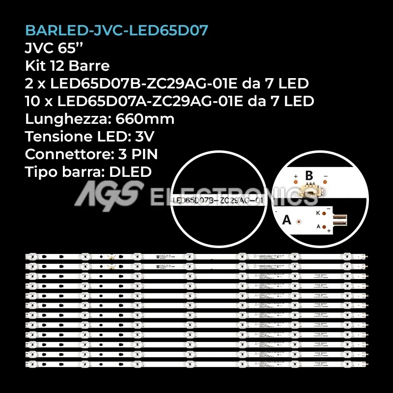 kit 12 barre LED retroilluminazione per Haier 65 pollici modello LS65K610G