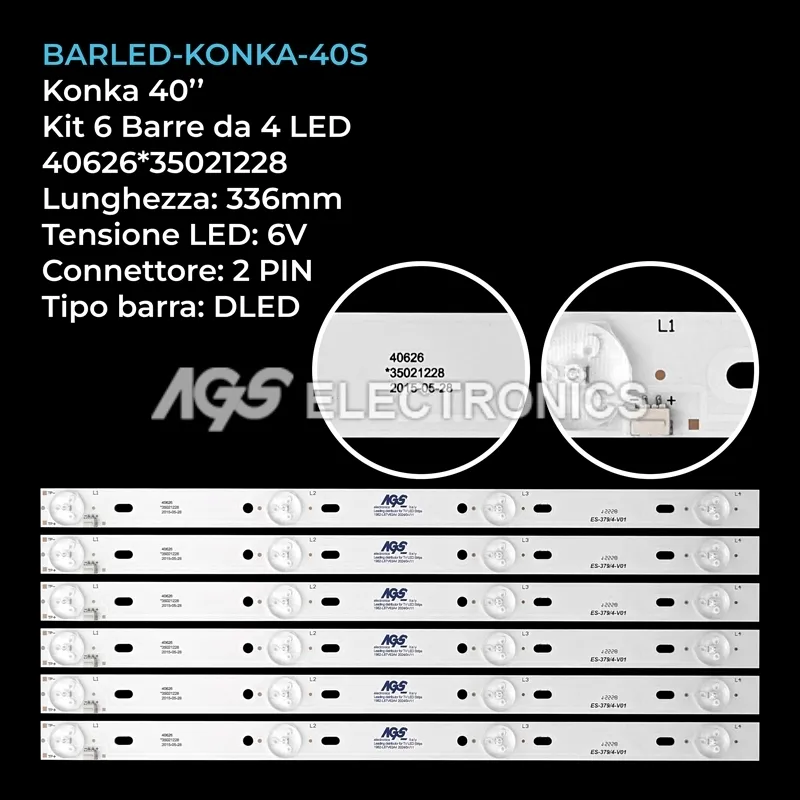 kit 6 barre LED retroilluminazione per Konka 40 pollici modello 40S2550EV