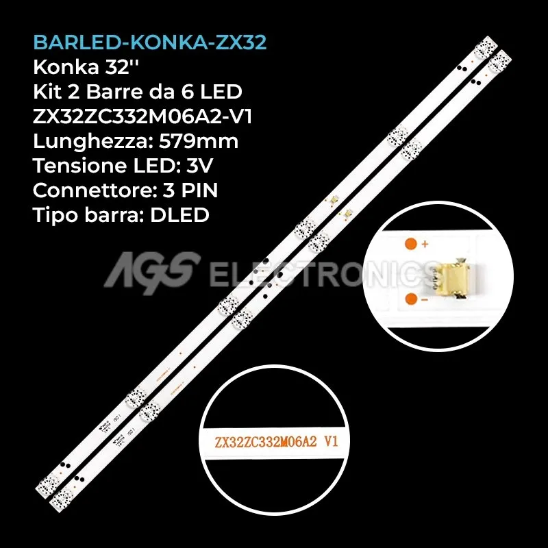 kit 2 barre LED retroilluminazione per Seleco 32 pollici modello SE32CHDTS