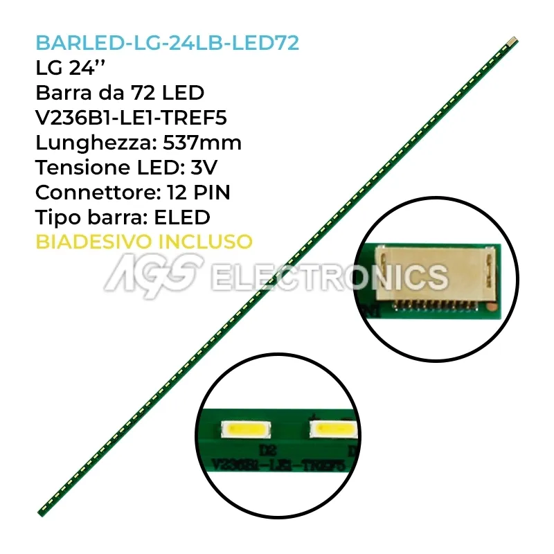 kit 1 barre LED retroilluminazione per LG 24 pollici modello 24LN451B