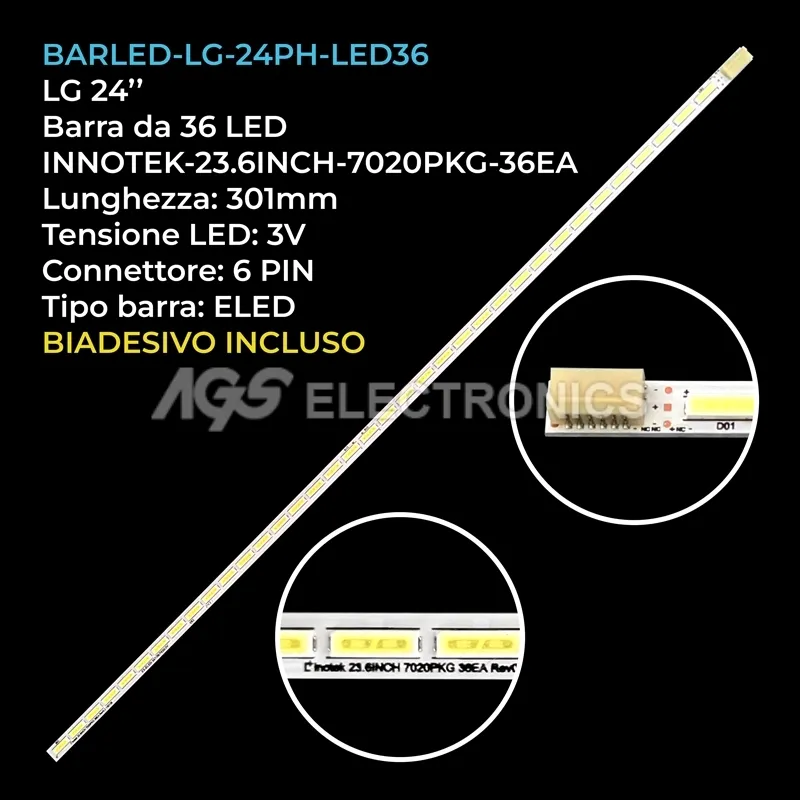 kit 1 barre LED retroilluminazione per Vestel 24 pollici modello VES236WNEC01