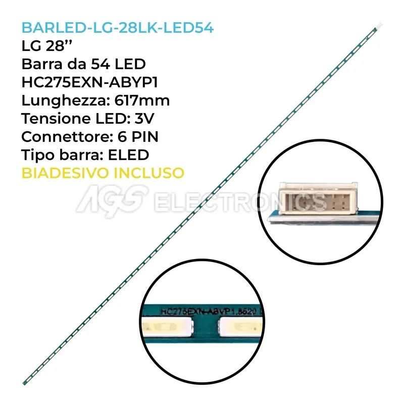 kit 1 barre LED retroilluminazione per LG 28 pollici modello 28LK451V