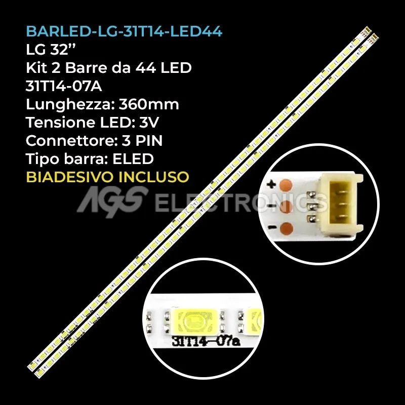 kit 2 barre LED retroilluminazione per LG 32 pollici modello 32LV450U
