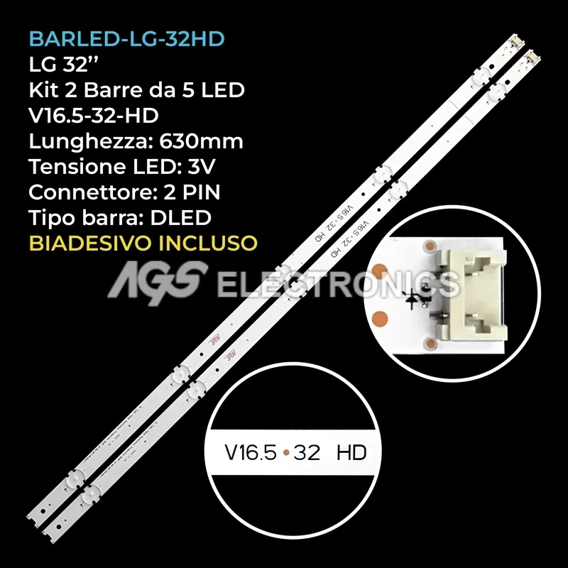 kit 2 barre LED retroilluminazione per LG 32 pollici modello 32LH510BCC