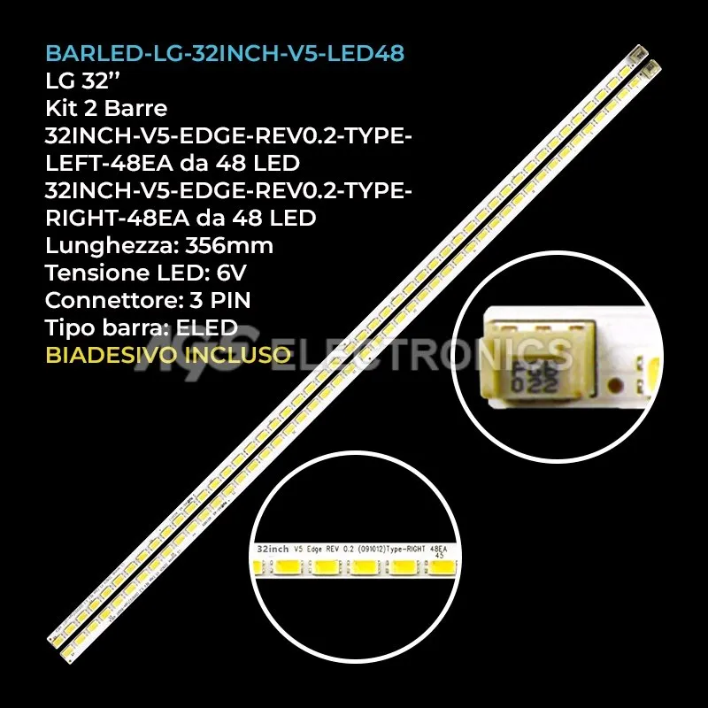 kit 2 barre LED retroilluminazione per LG 32 pollici modello 32LE5400