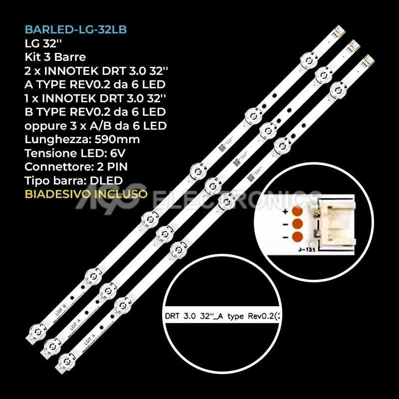 kit 3 barre LED retroilluminazione per LG 32 pollici modello 42LF630