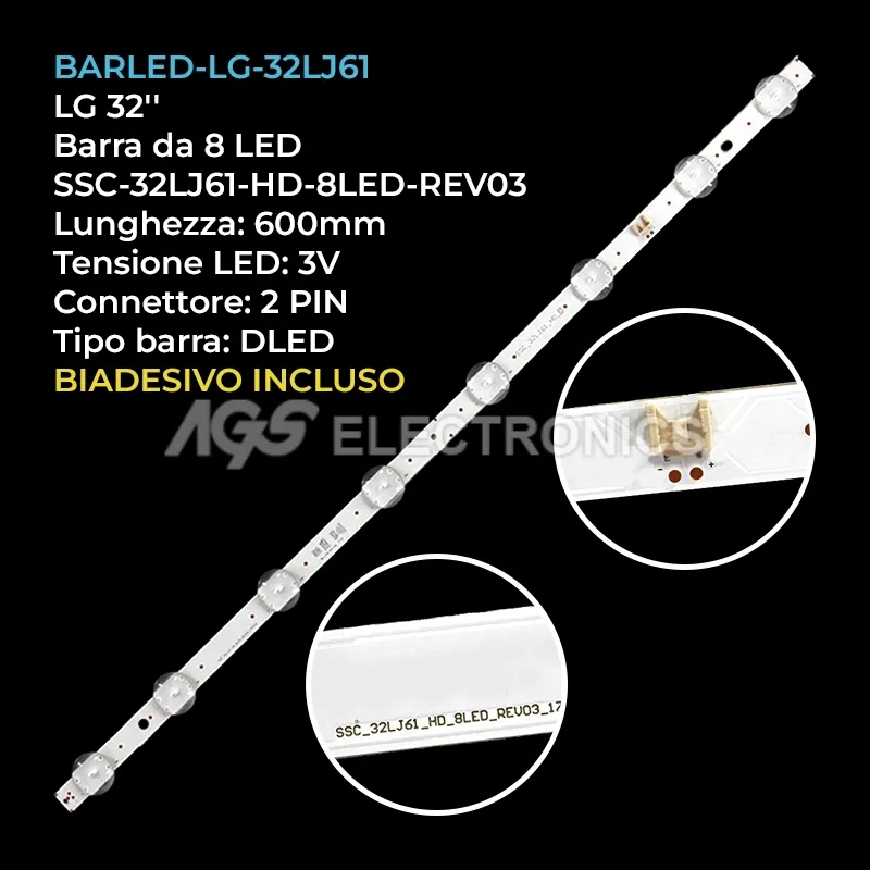 kit 1 barre LED retroilluminazione per LG 32 pollici modello 32LV340CSB