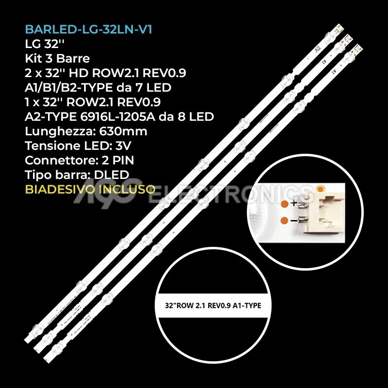 kit 3 barre LED retroilluminazione per LG 32 pollici pannello LC320DXESFR3