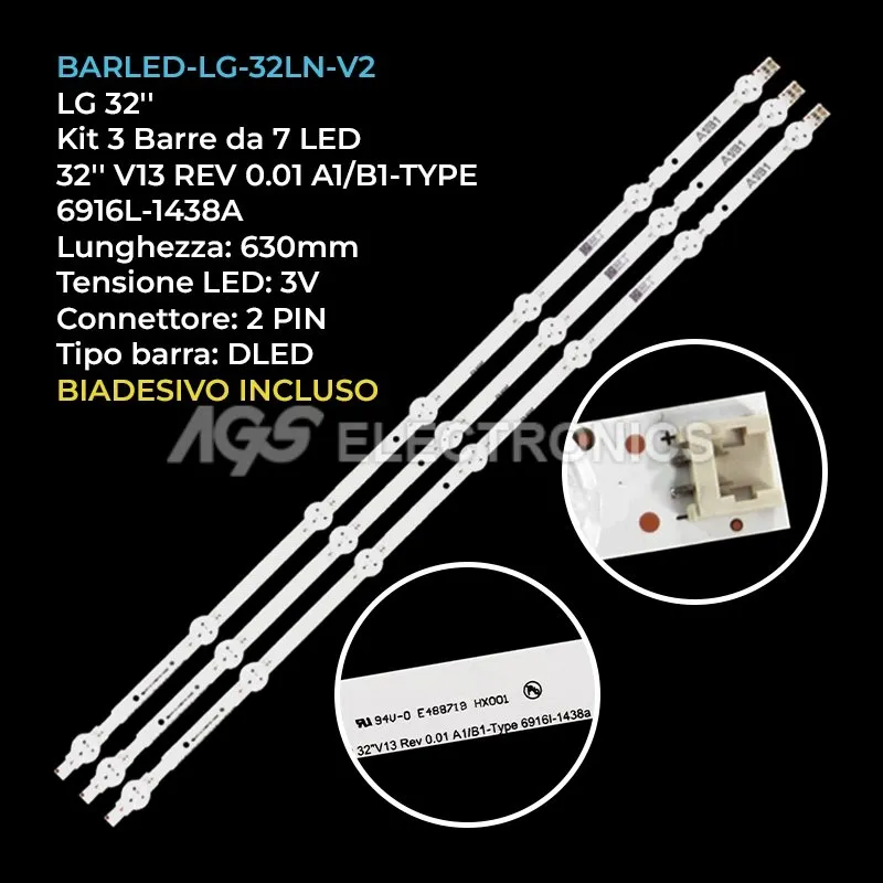 kit 3 barre LED retroilluminazione per LG 32 pollici modello LC32DXE