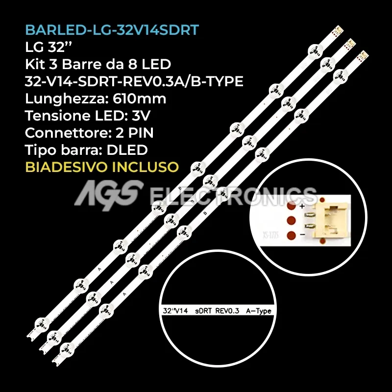 kit 3 barre LED retroilluminazione per Panasonic 32 pollici modello TX32CST606