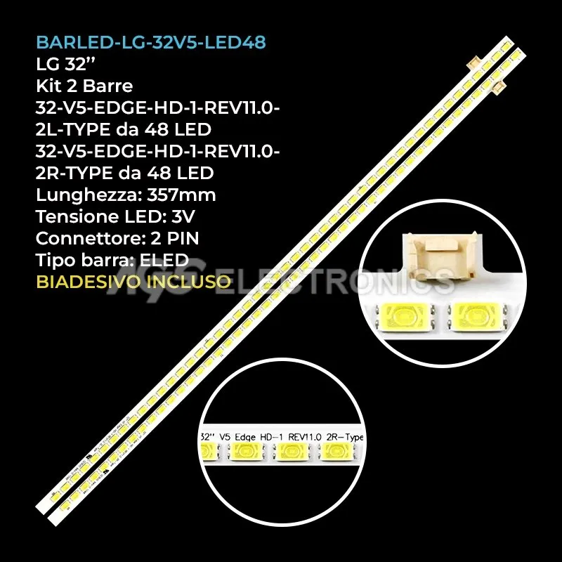 kit 2 barre LED retroilluminazione per Skyworth 32 pollici modello 32E70RG