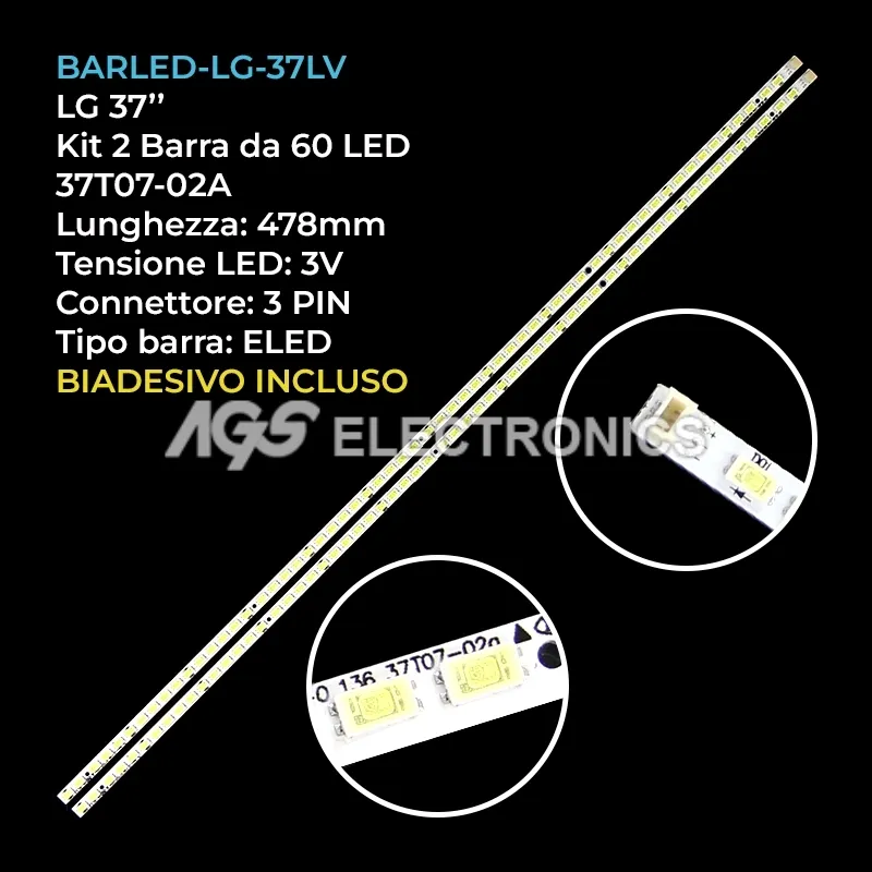 kit 2 barre LED retroilluminazione per LG 37 pollici modello 37LV355N