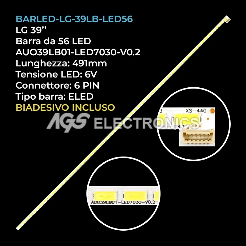 kit 1 barre LED retroilluminazione per LG 39 pollici pannello T390HVN020