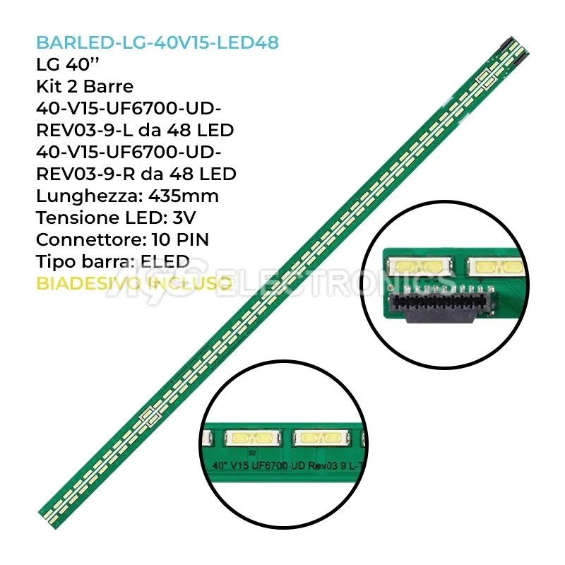 kit 2 barre LED retroilluminazione per LG 40 pollici modello 40UF7707