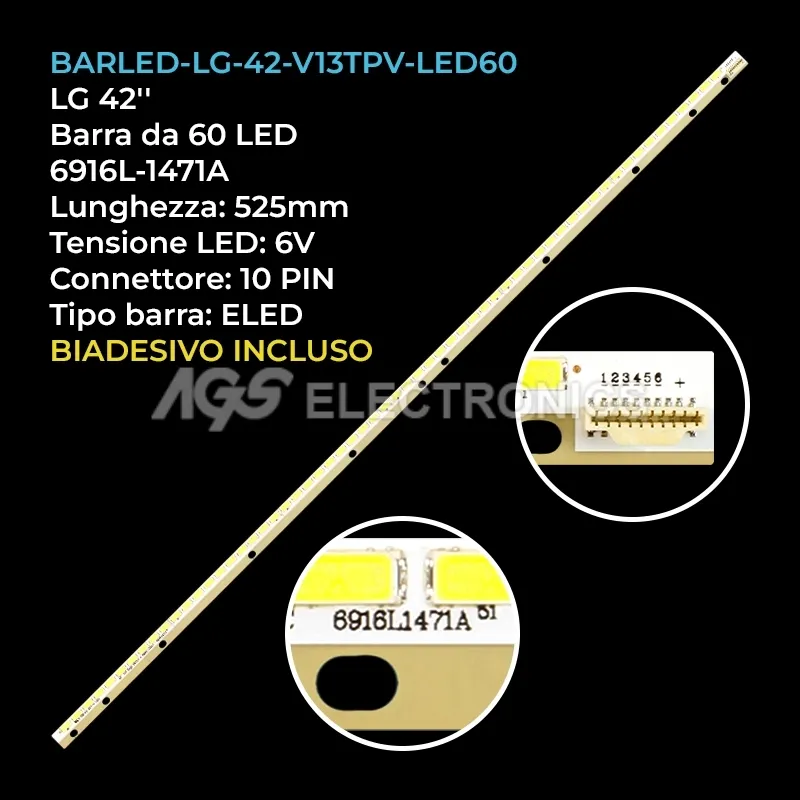 kit 1 barre LED retroilluminazione per LG 42 pollici modello 42LA645V