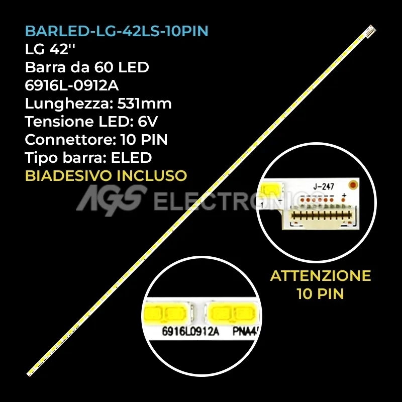 kit 1 barre LED retroilluminazione per LG 42 pollici modello 42LS575SZD