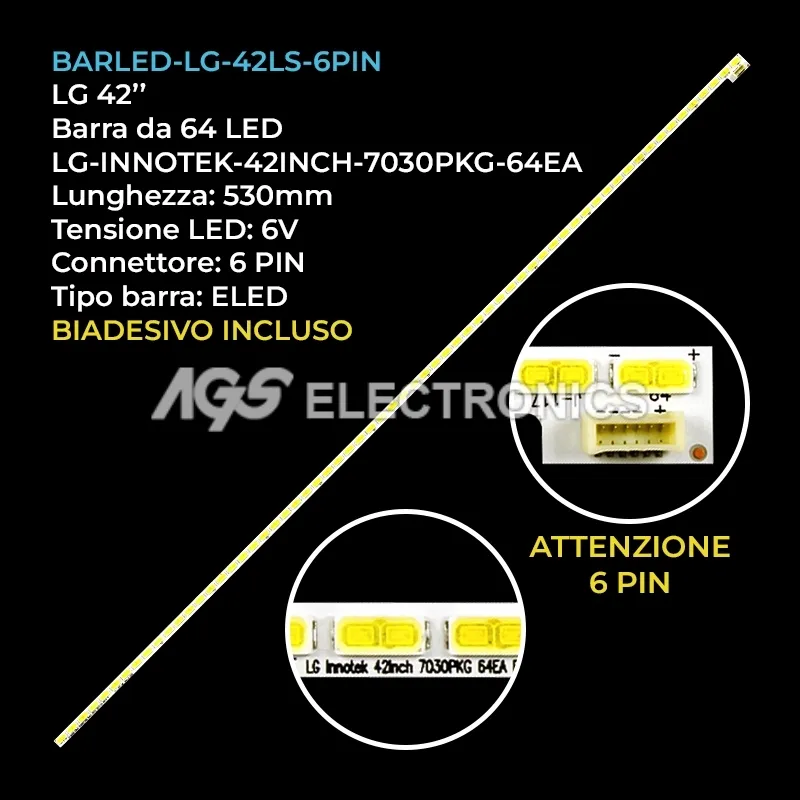kit 1 barre LED retroilluminazione per LG 42 pollici modello 42LS5600ZCBPIDLJG