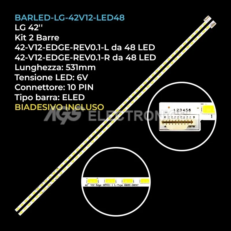 kit 2 barre LED retroilluminazione per Panasonic 42 pollici modello TXL42ET5EW