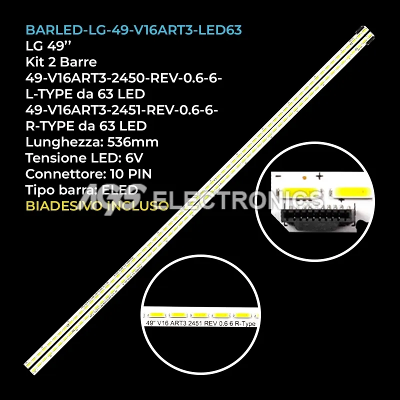 kit 2 barre LED retroilluminazione per LG 49 pollici pannello LC490EQFFJM2