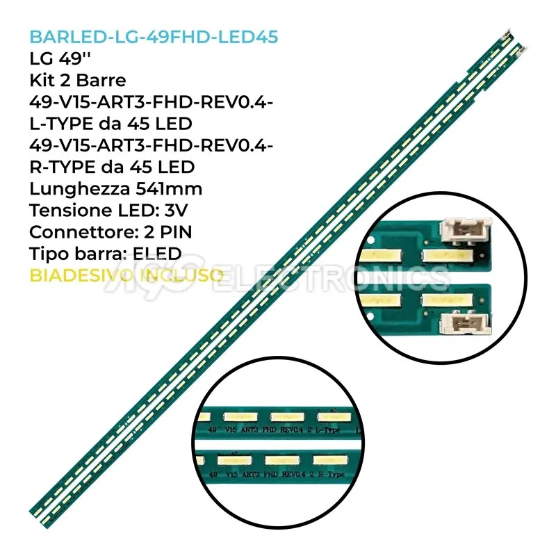 kit 2 barre LED retroilluminazione per LG 49 pollici modello 49UF6800