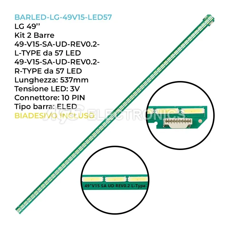 kit 2 barre LED retroilluminazione per LG 49 pollici modello 49UF850T