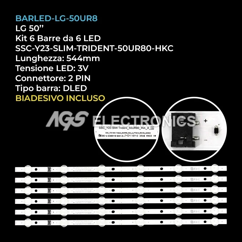 kit 6 barre LED retroilluminazione per LG 50 pollici pannello HC500DQGVCHA1