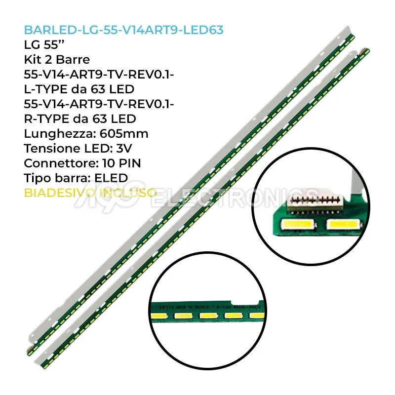 kit 2 barre LED retroilluminazione per LG 55 pollici pannello LC550EUHLGF1