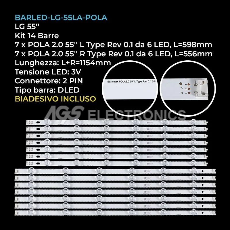 kit 14 barre LED retroilluminazione per LG 55 pollici modello 55LN540B