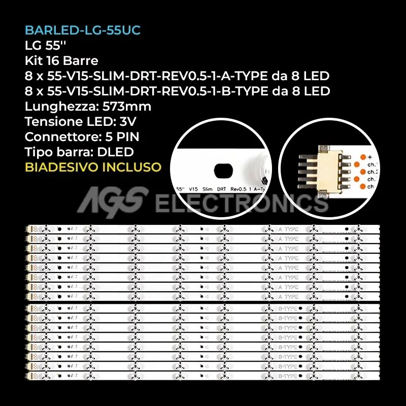 kit 16 barre LED retroilluminazione per LG 55 pollici modello 55UC970ZA